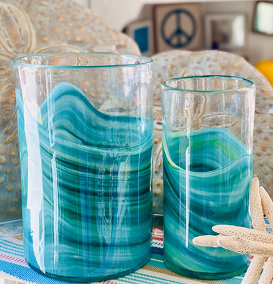 Ocean Wave Art Glass Vase