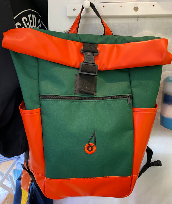 Rugged Roll Top Backpack Green/Orange