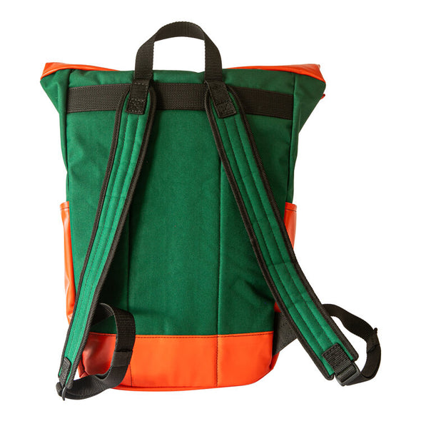 Rugged Roll Top Backpack Green/Orange