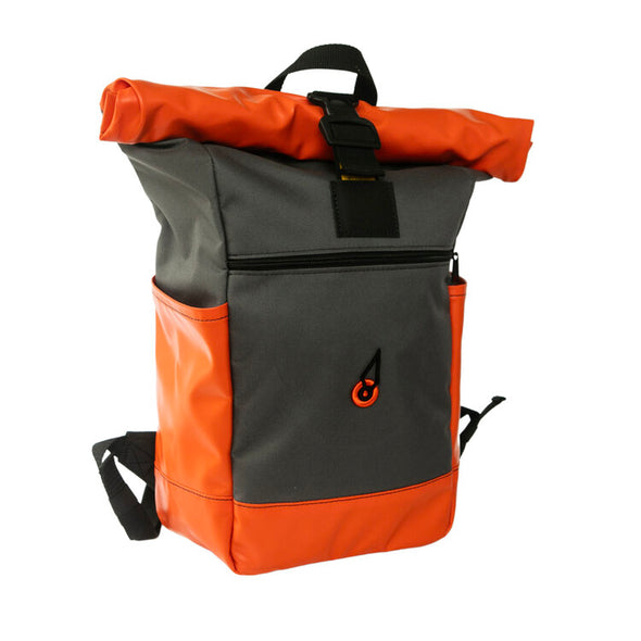 Rugged Roll Top Backpack Gray/Orange