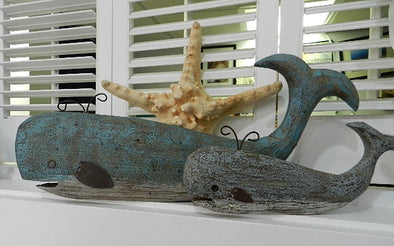 Wooden whale decor - Beach Grass Shop